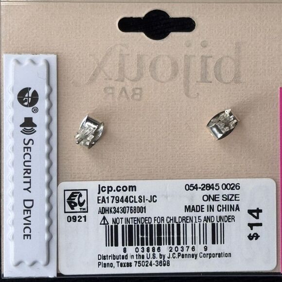 JCP Bijoux Bar Silver Tone Sparkly Statement Earrings 1in - Picture 7 of 7